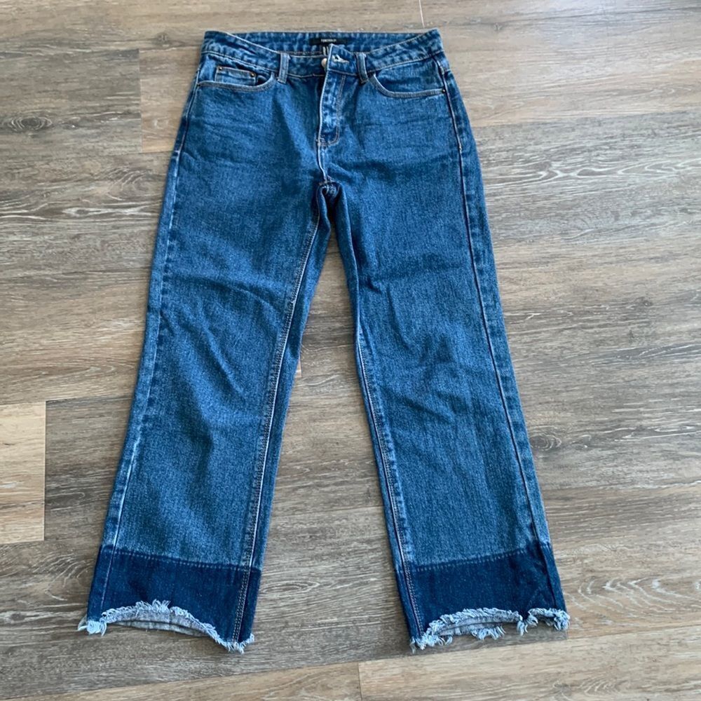 Forever 21Ā jeans high waistedāraw hemmed cropped pants szāsmall